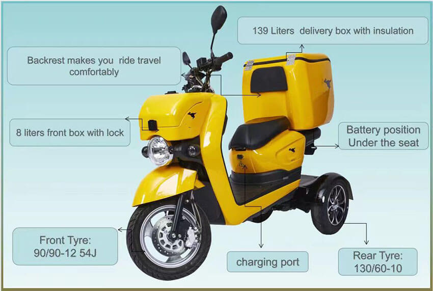 Postal and parcel delivery 3-wheel cargo scooter